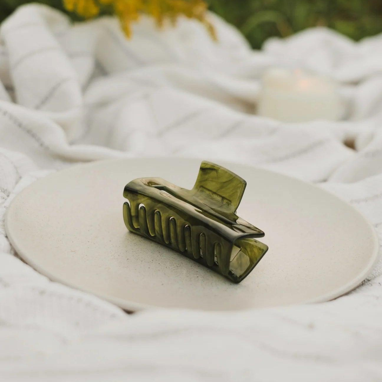 DEMI-PINCE À CHEVEUX - Vert forêt - SOHA - Boutique Shoosh